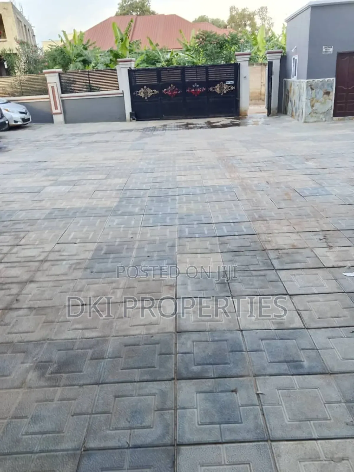Male 1 (1) Interior view of a neat and spacious Chamber and Hall (1-bedroom self-contained) apartment in Malejor, showing the tiled floor and fitted kitchen cabinets.