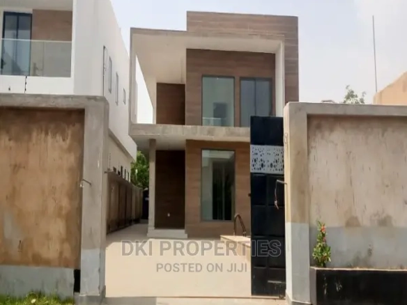 Exterior view of a newly-built, semi-furnished 3-bedroom executive self-compound house with a private swimming pool in a secure and serene part of East Legon.
